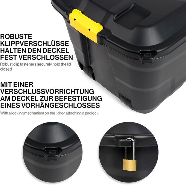 Kreher Aufbewahrungsbox 'Heavy Duty', robuste Rollbox mit Deckel, abschließbar (Größe wählbar) (2 St)