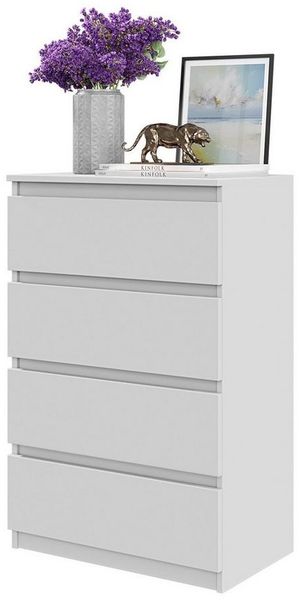 Furnica Kommode GABRIEL 4 Schubladen - Weiß Matt H92cm B60cm T33cm