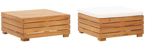 vidaXL Gartentisch und Hocker mit Kissen Massivholz Akazie 316083