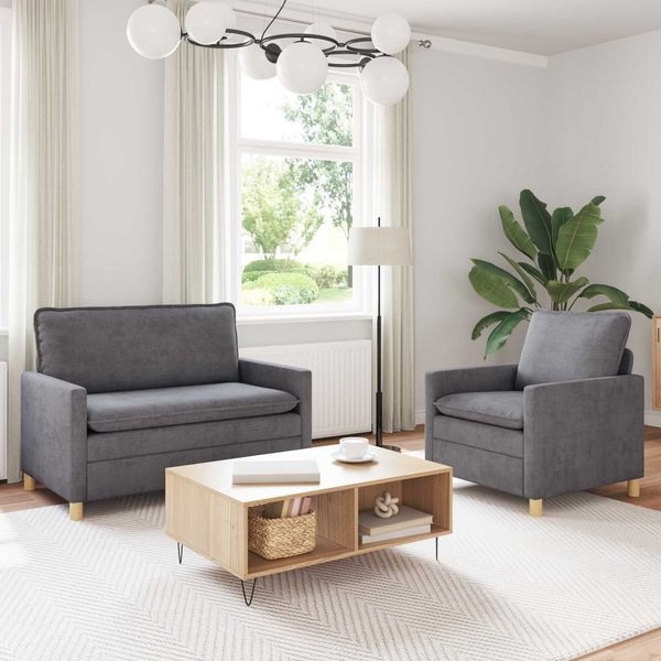 vidaXL Sofa Set 2 pcs Hellgrau Polyester 3417048