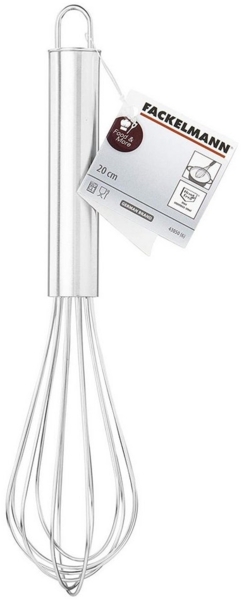 FACKELMANN Schneebesen 20 cm, Ballonschneebesen aus Edelstahl, robuster Rührbesen mit stabilen Drähten (Farbe: Silber), Menge: 1 Stück