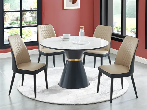 Vente-unique - MILDURA Stuhl Kunstleder GrauBeige - B 56,5 cm x H 94 cm x L 46 cm
