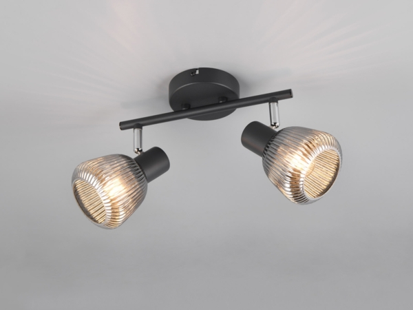 Trio Leuchten 2er Spot Tarifa E14 schwarz matt Metall/Glas