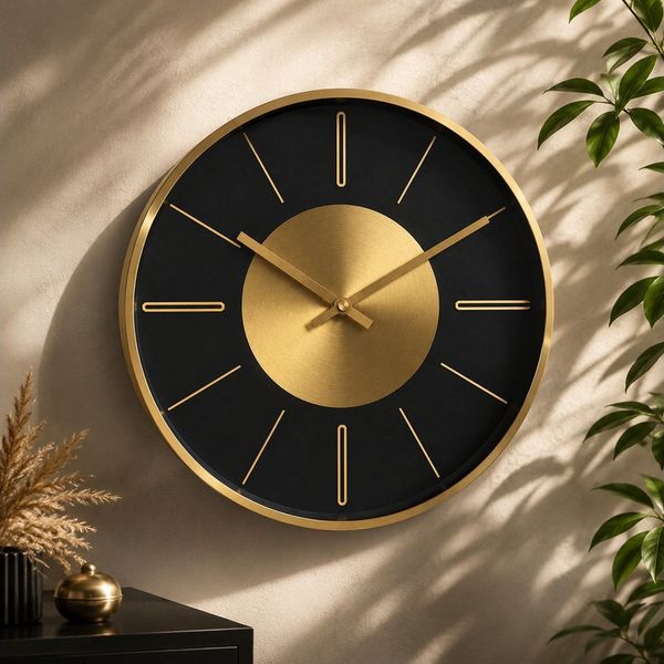 K&L Wall Art Wanduhr Aluminium Wanduhren ohne Ticken Metalluhr modern (Gold Optik 30cm)