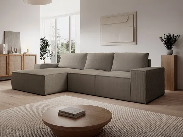 Vente-unique - AMELIA Sofa SamtStoff Schokoladenbraun - B 167 cm x H 85 cm x L 297 cm