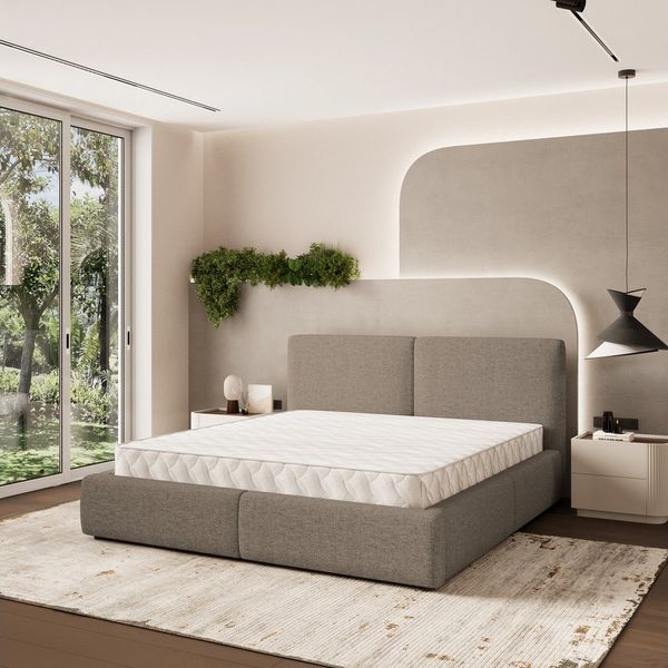 Masseno Polsterbett FELURO 160x200 cm braun (mit Bettkasten und Lattenrost)