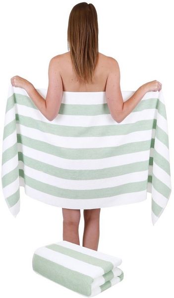 Betz Saunatuch 2 Stück Badetücher XXL Berlin mit Streifen Größe 70 x 180 cm, 100% Baumwolle (Set)