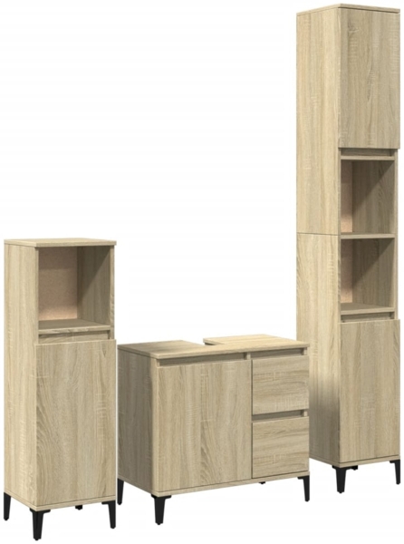 vidaXL 3-tlg. Badmöbel-Set Sonoma-Eiche Holzwerkstoff 3282654
