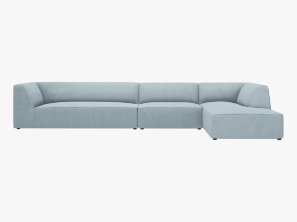 Micadoni Ecksofa Ruby 5-Sitzer Rechts Kord Scala Hellblau
