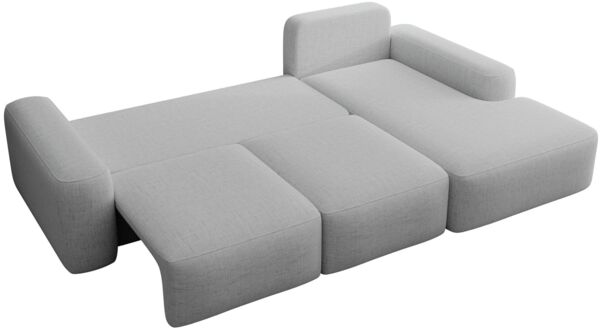 Selsey 'Carnos' Ecksofa mit Schlaffunktion, Ballkissen, Chenillebezug, Grau, rechtsseitig Bild 4