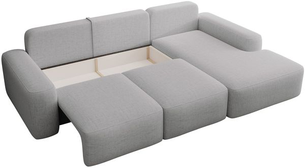 Selsey 'Carnos' Ecksofa mit Schlaffunktion, Ballkissen, Chenillebezug, Grau, rechtsseitig Bild 9