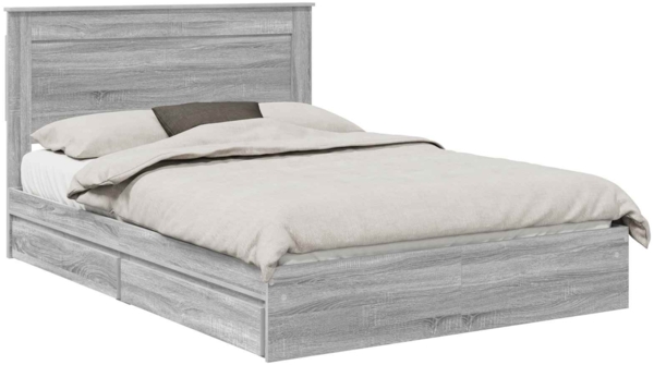 vidaXL Aufbewahrungsbett Graues Sonoma 150x200 cm Holzwerkstoff 3410238