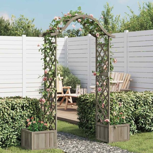 vidaXL Garten-Pergola mit Blumenkasten Grau Massivholz Tanne 316392