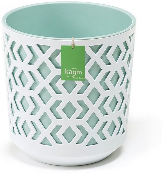 KAGM Übertopf Blumentopf Übertopf Pflanztopf aus Kunststoff 5 Farben Mintgrün 25 (2in1 (Außentopf + Innentopf)