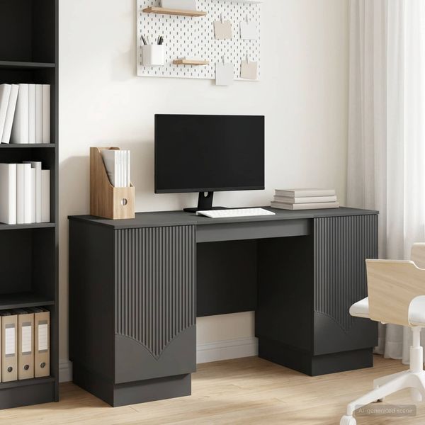 vidaXL Schreibtisch mit Regal Schwarz 142,5 x 50 x 75 cm Holzwerkstoff 3414622