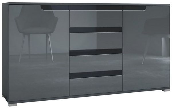 Sideboard Kommode Sylt V1, Korpus in Schwarz matt / Front in False mit Absetzungen in False (139 x 72 x 35) Bild 4
