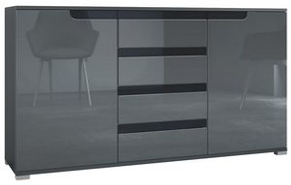 Sideboard Kommode Sylt V1, Korpus in Schwarz matt / Front in False mit Absetzungen in False (139 x 72 x 35) Bild 6
