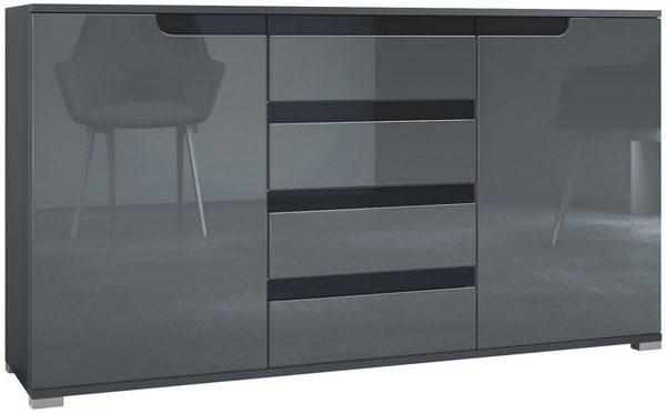 Sideboard Kommode Sylt V1, Korpus in Schwarz matt / Front in False mit Absetzungen in False (139 x 72 x 35) Bild 5