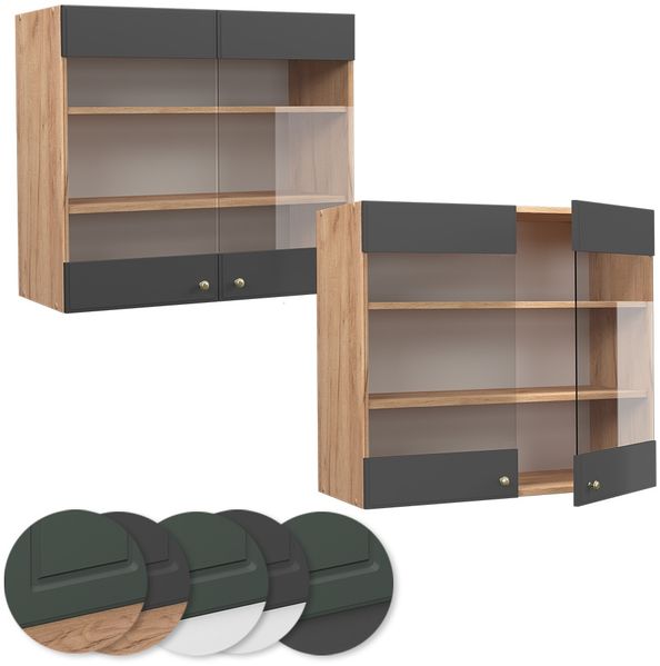Küchenglasschrank Fame-Line Anthrazit-Gold 80 cm Vicco Bild 5