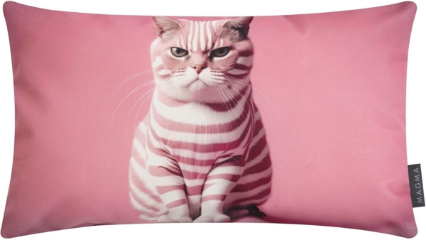 MAGMA Dekokissen SWEETY lustige Katze Streifen - ca. 30 x 50 cm