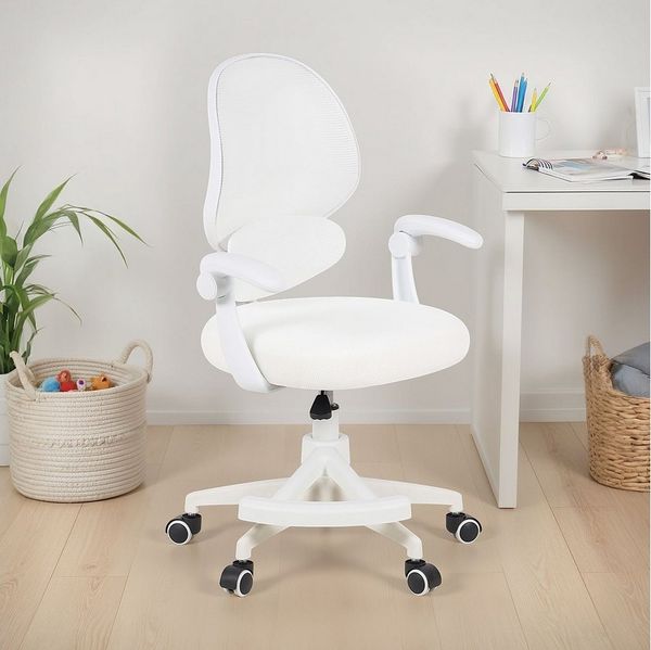 IDIMEX Drehstuhl ISLA, Schreibtischstuhl mit Fußstütze ergonomisch höhenverstellbar Weiß