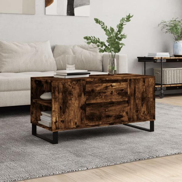 vidaXL Couchtisch Räuchereiche 102x44,5x50 cm Holzwerkstoff 831009