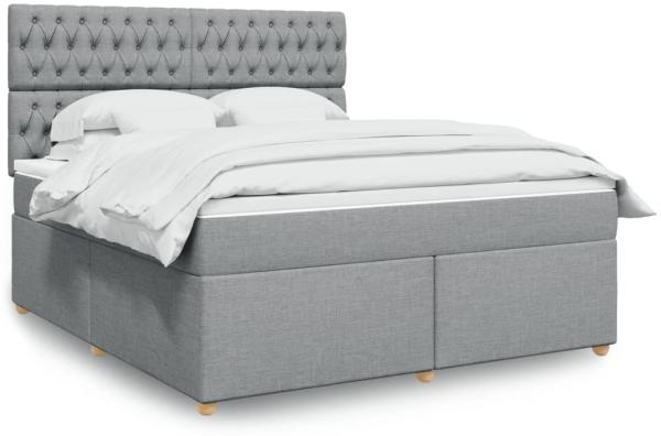 vidaXL Boxspringbett mit Matratze Hellgrau 180x200 cm Stoff 3293666