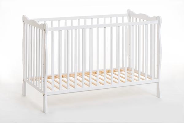 Domando Babybett Montescudaio Modern Breite 65cm, eine Seite demontierbar, herausnehmbare Streben, höhenverstellbarer Lattenrost in Weiß Matt