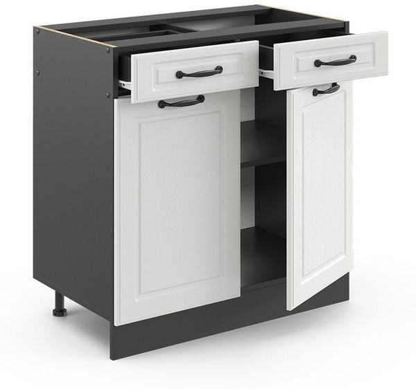 Küchenunterschrank R-Line Weiß Landhaus 80 cm ohne Arbeitsplatte Vicco Bild 3
