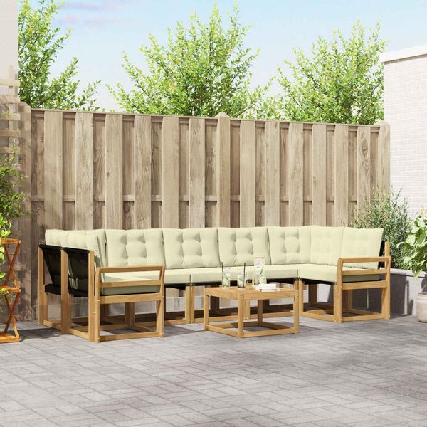 vidaXL Outdoor-Sofagarnitur mit Kissen 8 pcs Weiß und Creme 3389308