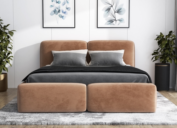 Polsterbett OLKE 120x200 mit Matratze, Bettkasten und Lattenrost. Farbe: Tabak 3 Bild 3