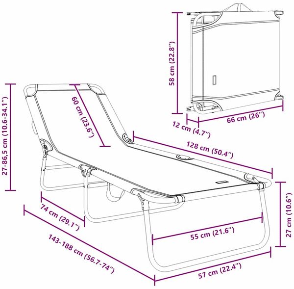 vidaXL Klappbare Sonnenliege 2 pcs Grün 188 x 57 x 86,5 cm Polyester 42003150 Bild 12