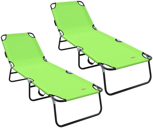 vidaXL Klappbare Sonnenliege 2 pcs Grün 188 x 57 x 86,5 cm Polyester 42003150 Bild 2