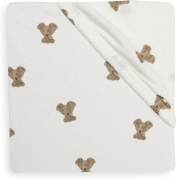 Jollein Spannbettlaken Jersey - 70/75x140/150cm - Für Kinderbett - 100% Baumwolle - Mit Gummizug - Mini Teddy Bear