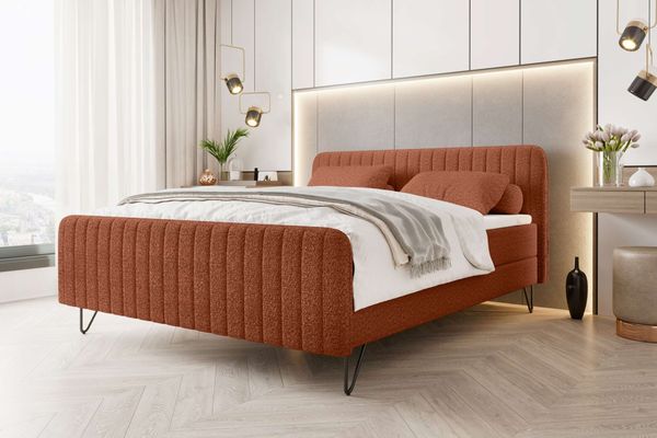 99rooms Lucio Boxspringbett Boucle-Stoff ANTHOLOGY Terracotta 140x200 cm