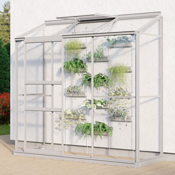 Vitavia Aktionsangebot (inkl. 60 Euro Zubehör): Anlehn-Gewächshaus "Styx 1300", aluminium eloxiert, 1,3 m²,3 mm ESG