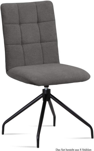 Esszimmerstuhl drehbar (8er-Set) Dolley 47x91x60 Schwarz/Grau