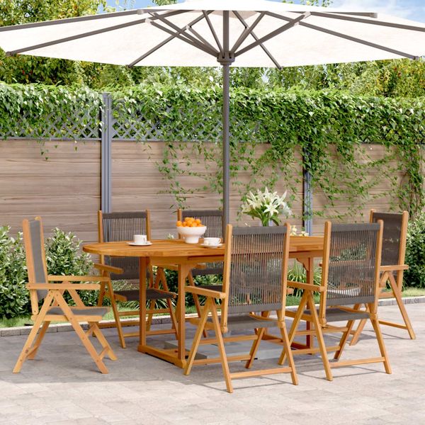 vidaXL 7-tlg. Garten-Essgruppe Polypropylen und Massivholz Grau 3281722