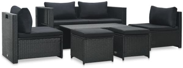 vidaXL 6-tlg. Garten-Lounge-Set mit Auflagen Poly Rattan Schwarz 47809 Bild 1