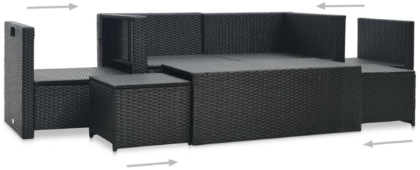 vidaXL 6-tlg. Garten-Lounge-Set mit Auflagen Poly Rattan Schwarz 47809 Bild 4