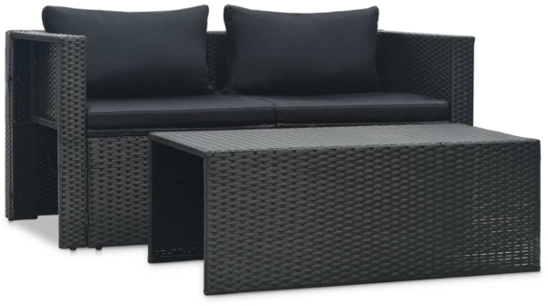 vidaXL 6-tlg. Garten-Lounge-Set mit Auflagen Poly Rattan Schwarz 47809 Bild 11