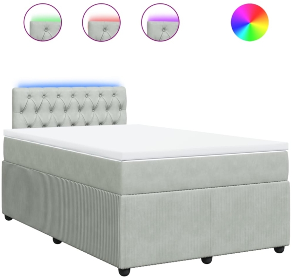 vidaXL Boxspringbett mit Matratze Hellgrau 120x200 cm Samt 3290016