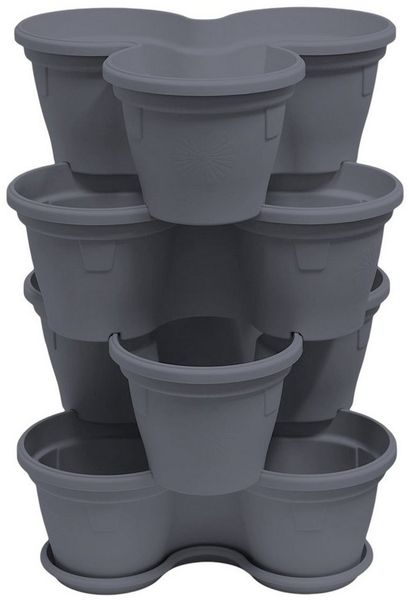 Engelland Blumenständer Säulentopf, Hochbeet, Kräuterbeet (Vorteils-Set, 4 St, 11 Liter Fassungsvermögen je Ebene), fallsicher, UV-beständig, stapelbar, platzsparend, robuster Kunststoff