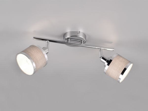 LED Deckenstrahler 2-flammig mit Stoffschirmen Grau, Breite 52cm Bild 3