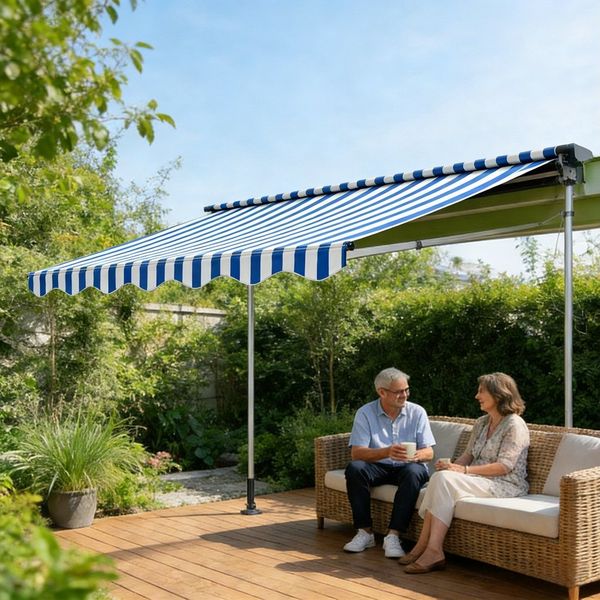 Ferghana Klemmmarkise Klemmmarkise Ohne Bohren, Balkonmarkise Höhenverstellbar (Sonnenschutz Wasserdicht UV-beständig, Sonnenmarkise für Terrasse Balkon Garten) Sichtschutz Markise
