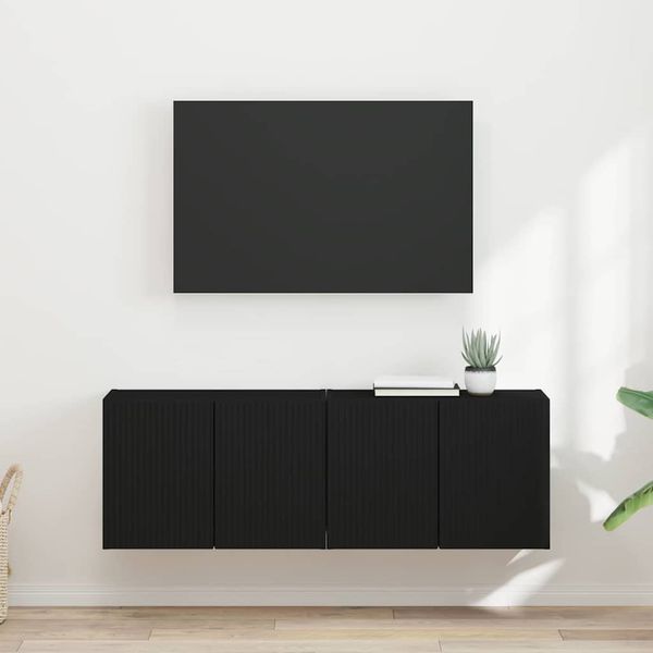 vidaXL TV-Wandschrank 2 pcs Schwarz 59,5 x 31 x 40 cm Holzwerkstoff 892332