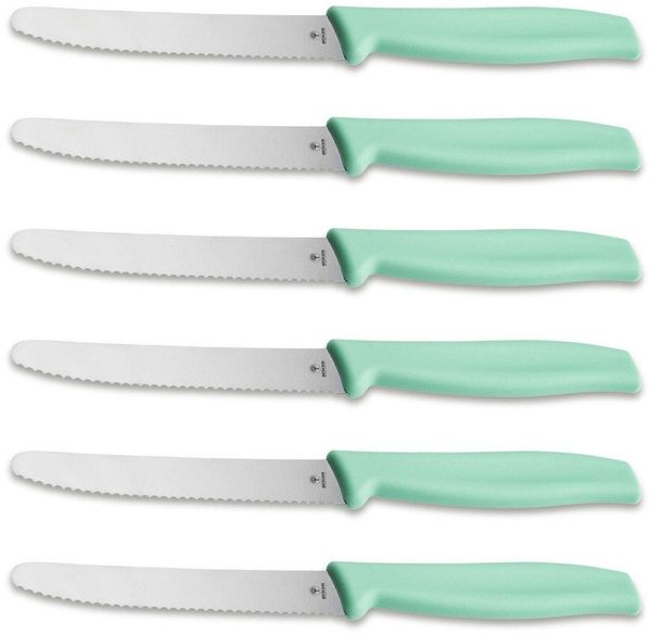 Böker Manufaktur Solingen Brötchenmesser Böker Brötchenmesser mit Wellenschliff, mintgrün (6 Stück), Scharfes Brötchenmesser-Set (6 Stück) mit präzisem Wellenschliff