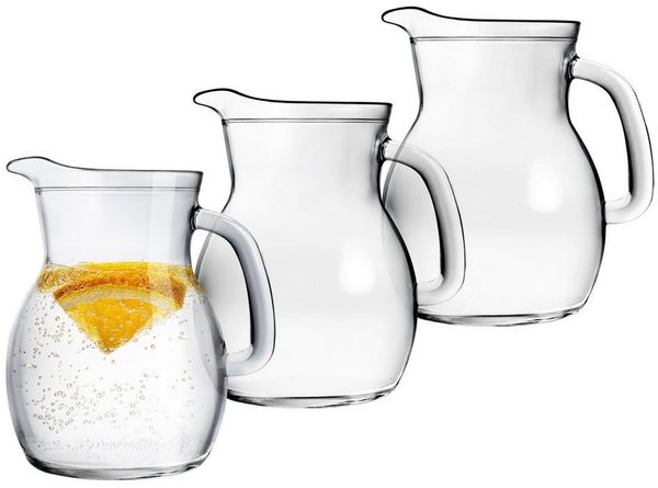 KONZEPT Wasserkrug Glaskrug Transparent Ergonomischer Griff, (3-tlg), Volumen: 1L, 500 ml, 250 ml. Set 1/2/3 Stk.