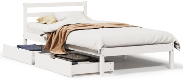 vidaXL Massivholzbett ohne Matratze Weiß 75x190 cm Kiefernholz 3301525