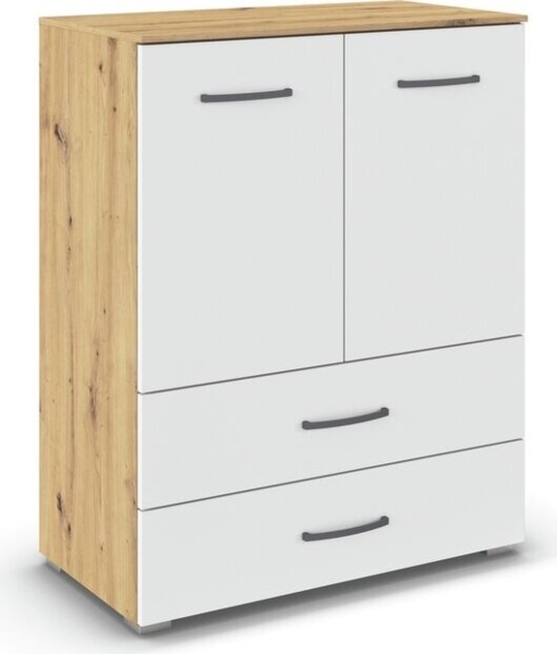 rauch Aditio Box, Kommode, 2-türig, 2 Schubladen, mit Softclose-Funktion, Farbe Weiß/Eiche Artisan, BxHxT 80x100x42cm Bild 3